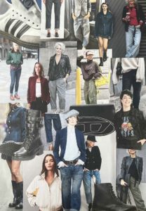 Een collage van de stijlpersoonlijkheid: kek gamin. Een stoer jongens achtige stijl.